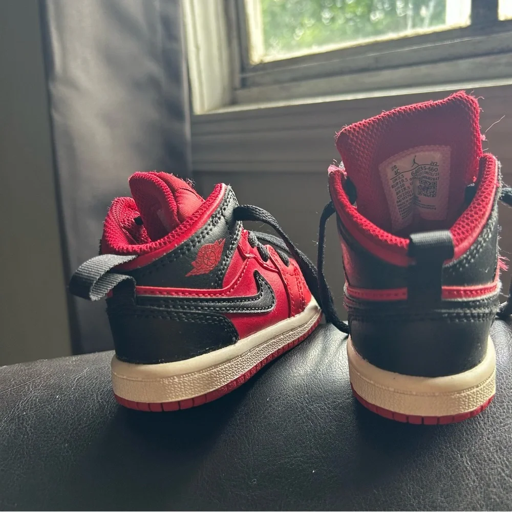 Jordan Kids Red and Black High-Top Sneakers